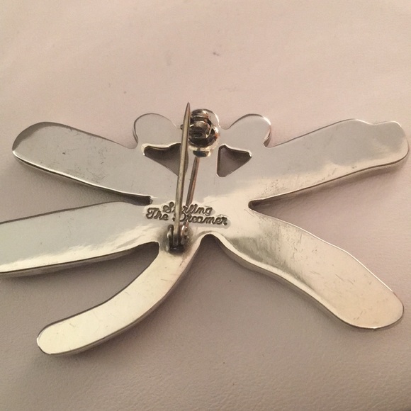 The dreamer pearl, garnet - Gem Echo of the Dreamer Dragon Fly Pearl Pin/Brooch